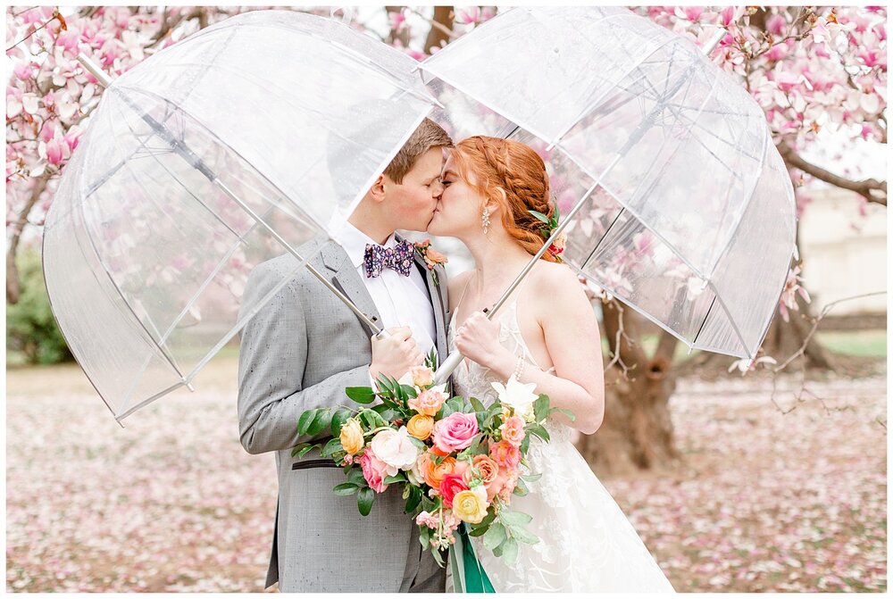 clear umbrella wedding portraits