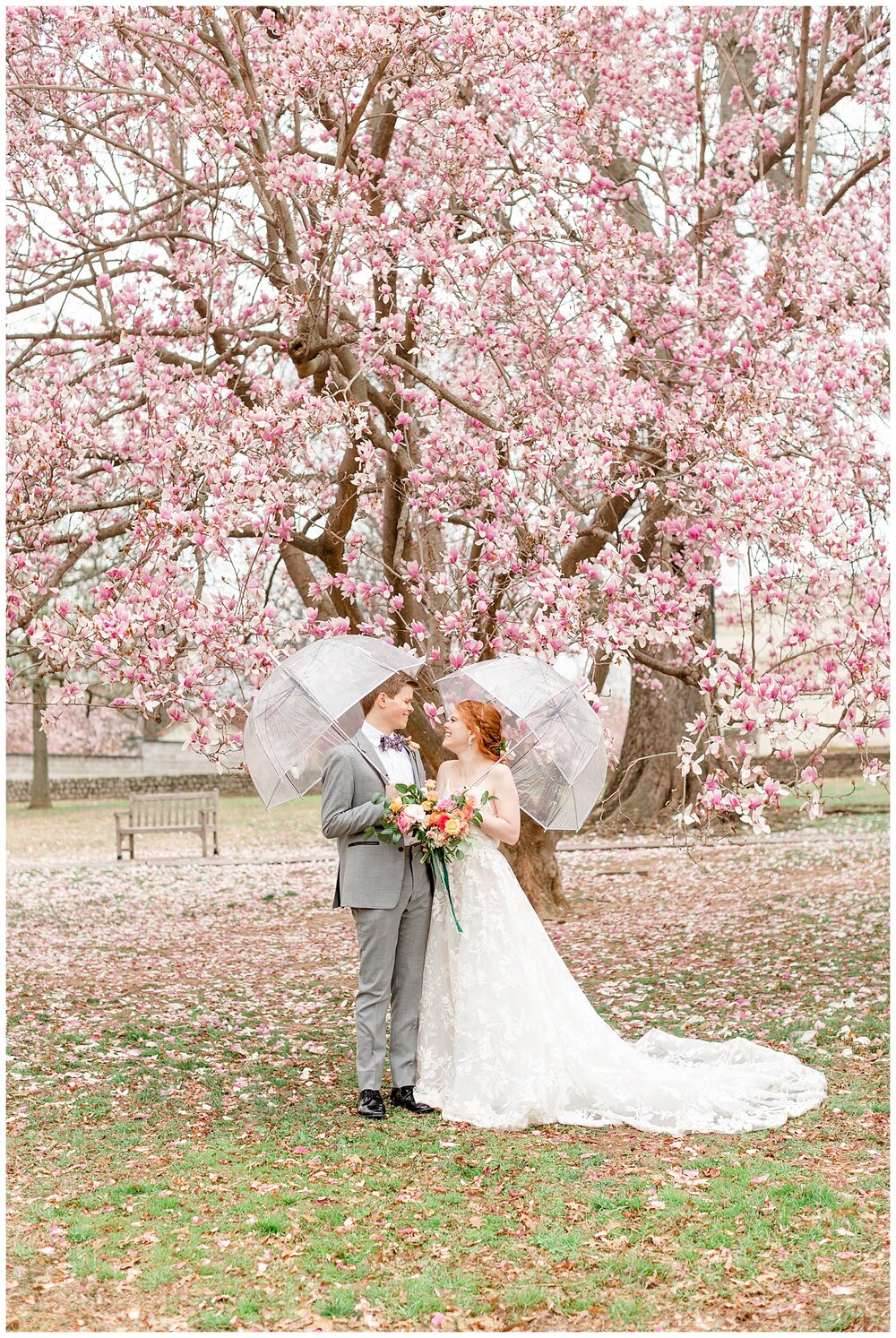 rainy spring wedding portraits