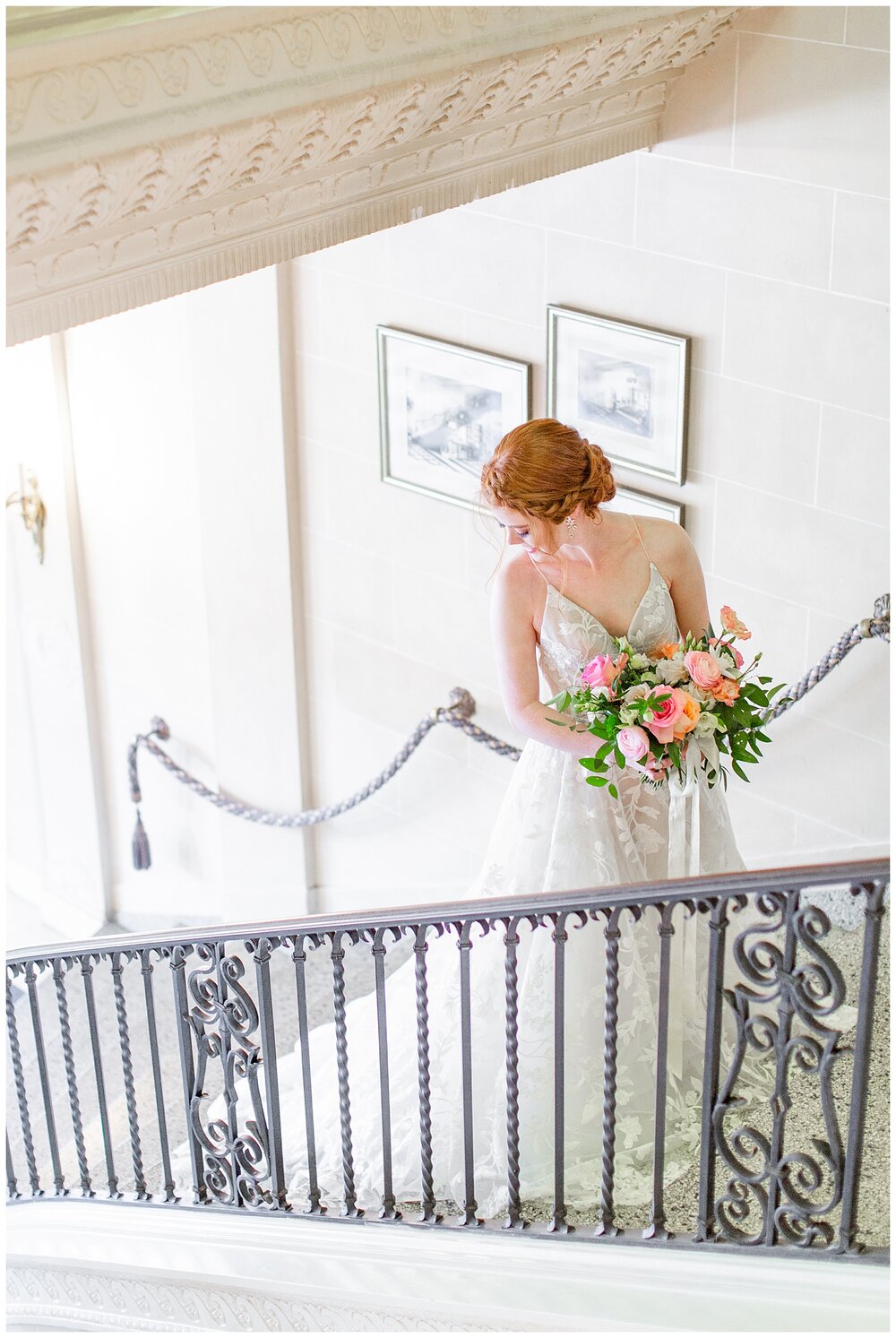 wedding pictures on stair case