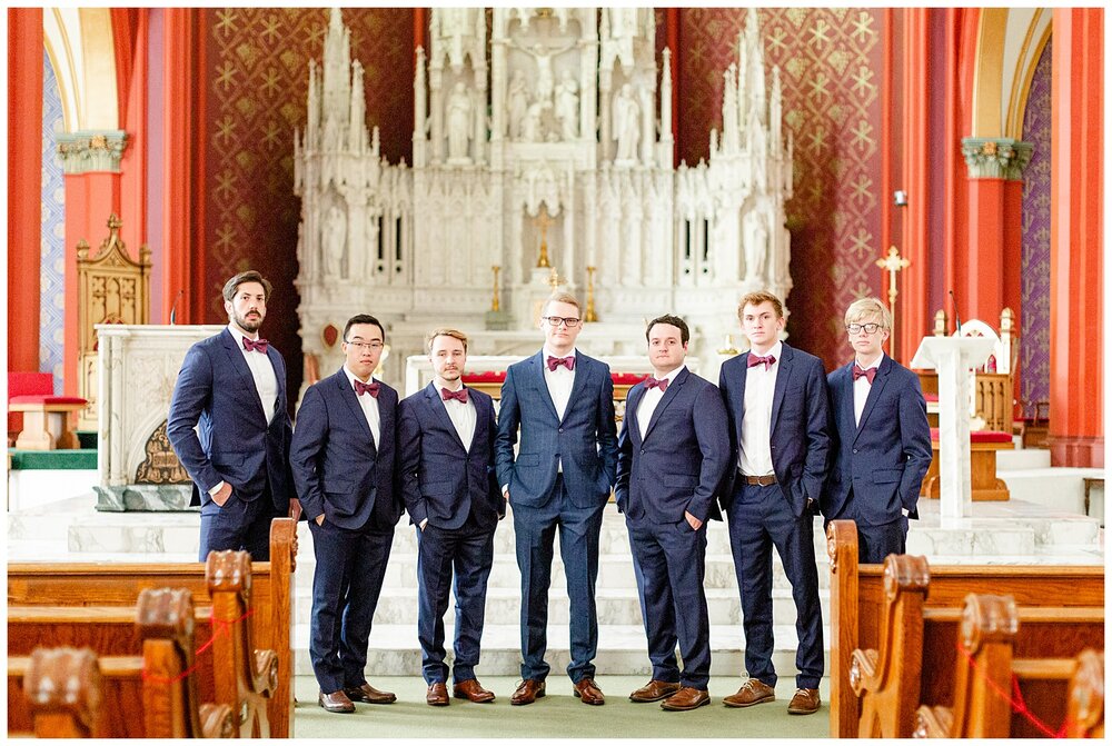The groomsmen inside at A Holy Family Cathedral Wedding.