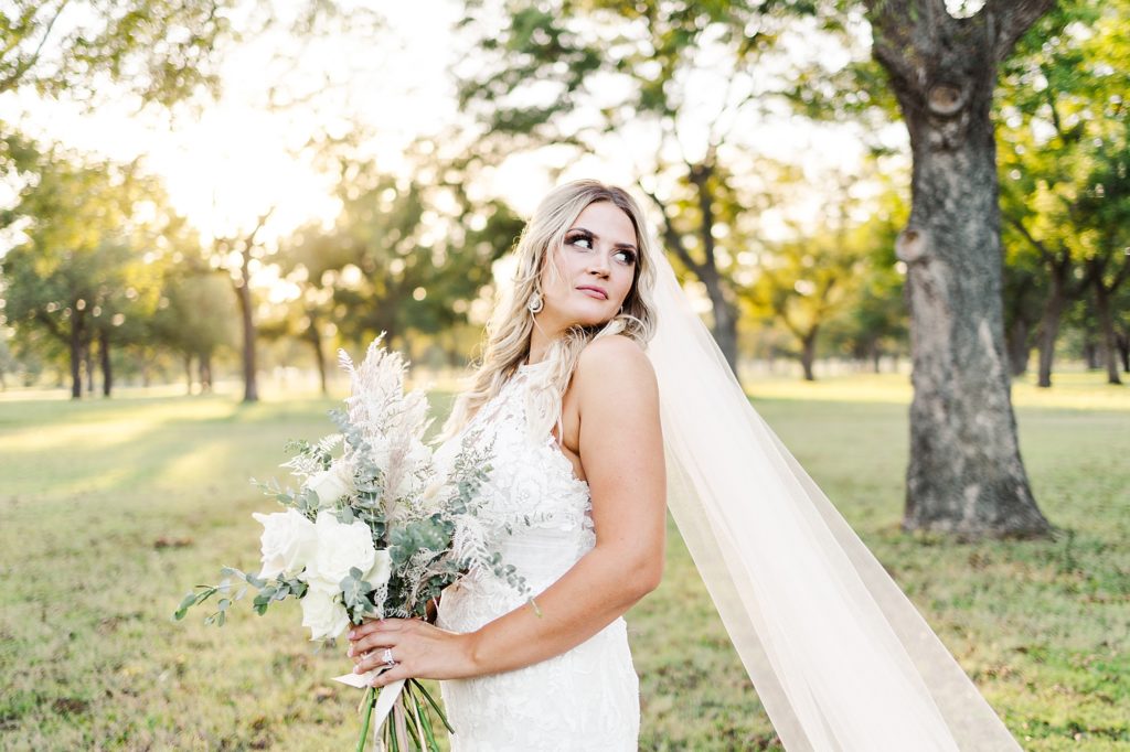 Candice on her wedding day at Pecandarosa Ranch.