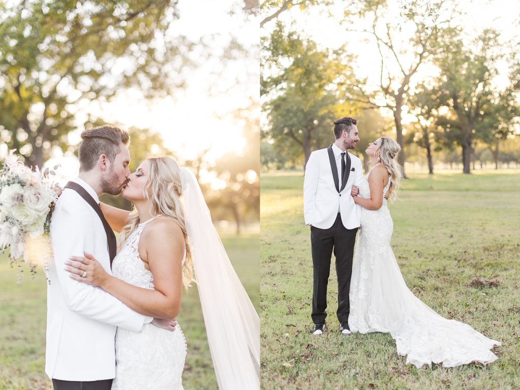 Candice and Tyler on their wedding day at Pecandarosa Ranch.