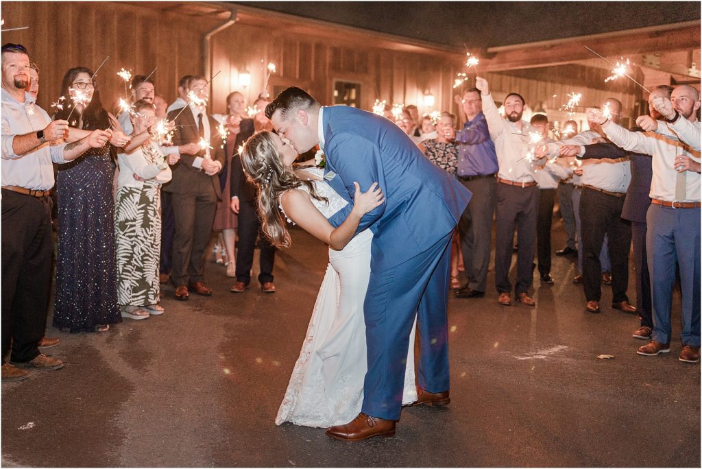 Sparkler exit for couple at Eleven Oaks Ranch wedding.