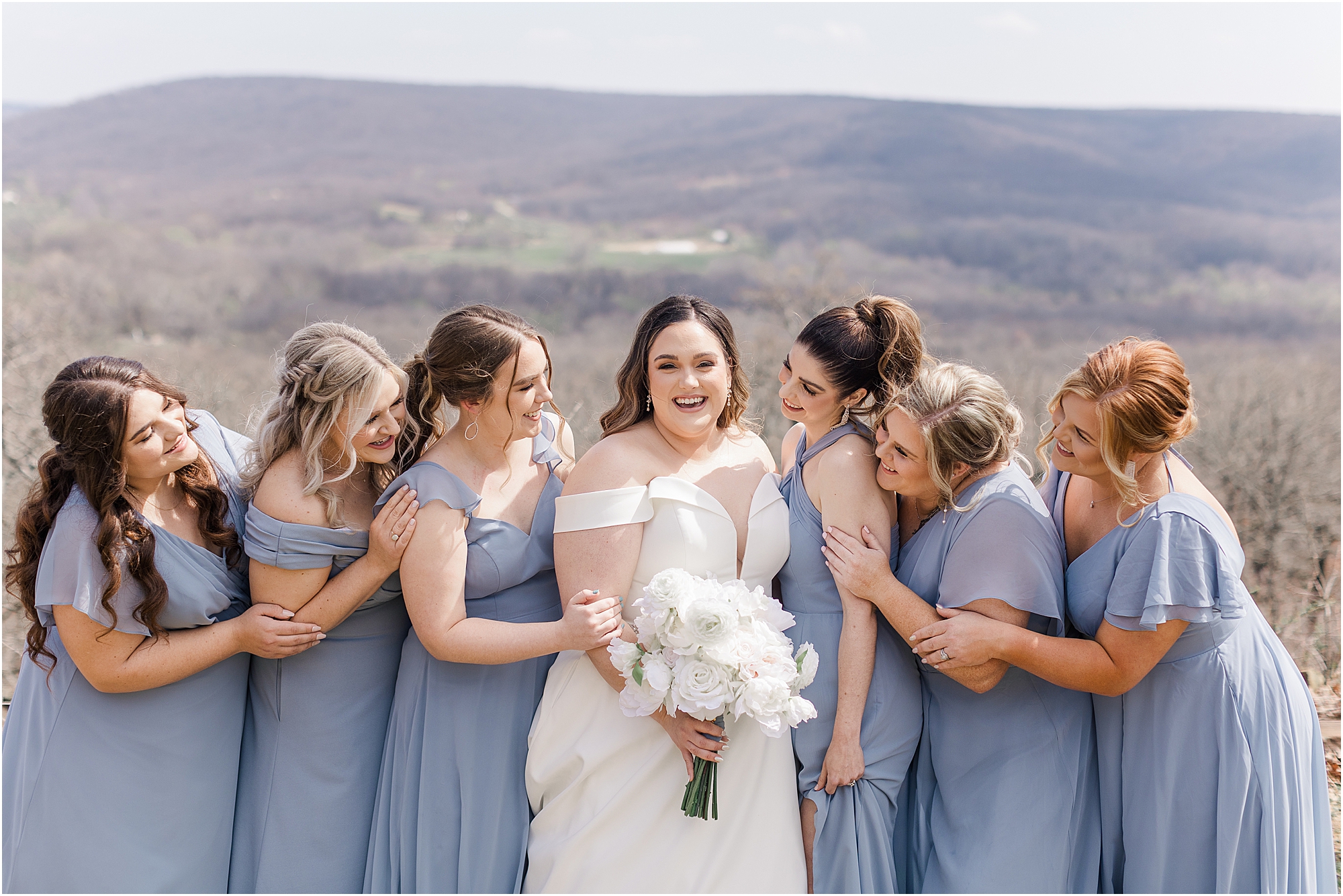 The bridesmaids at a Dream Point Ranch Wedding.