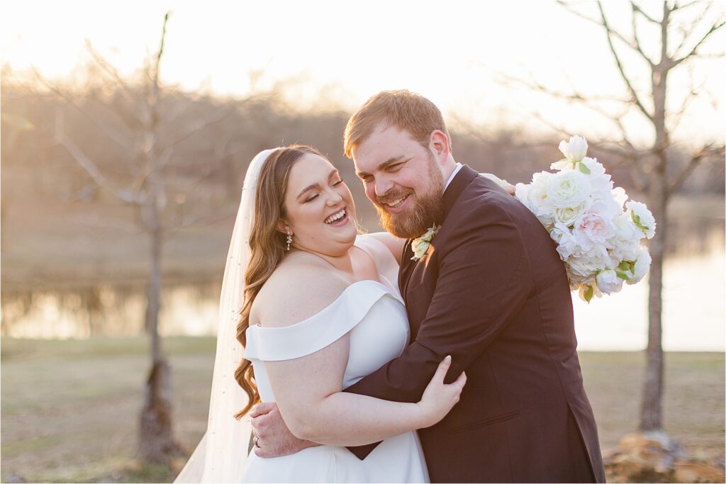 joy-filled bride and groom portraits at Dream Point Ranch Wedding.