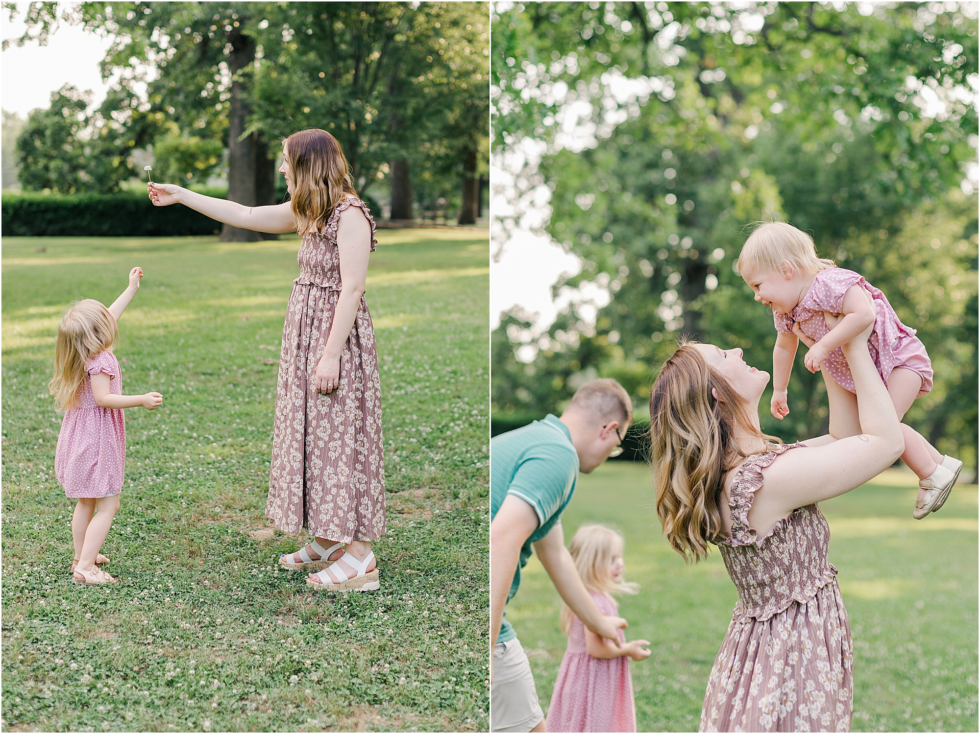 Gaskins family playing together at the park during their summer family photo session.