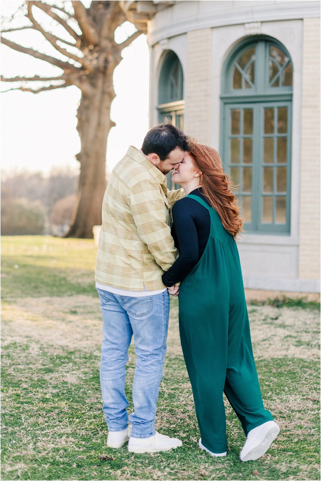 a garden engagement session at the mansion at woodward park.