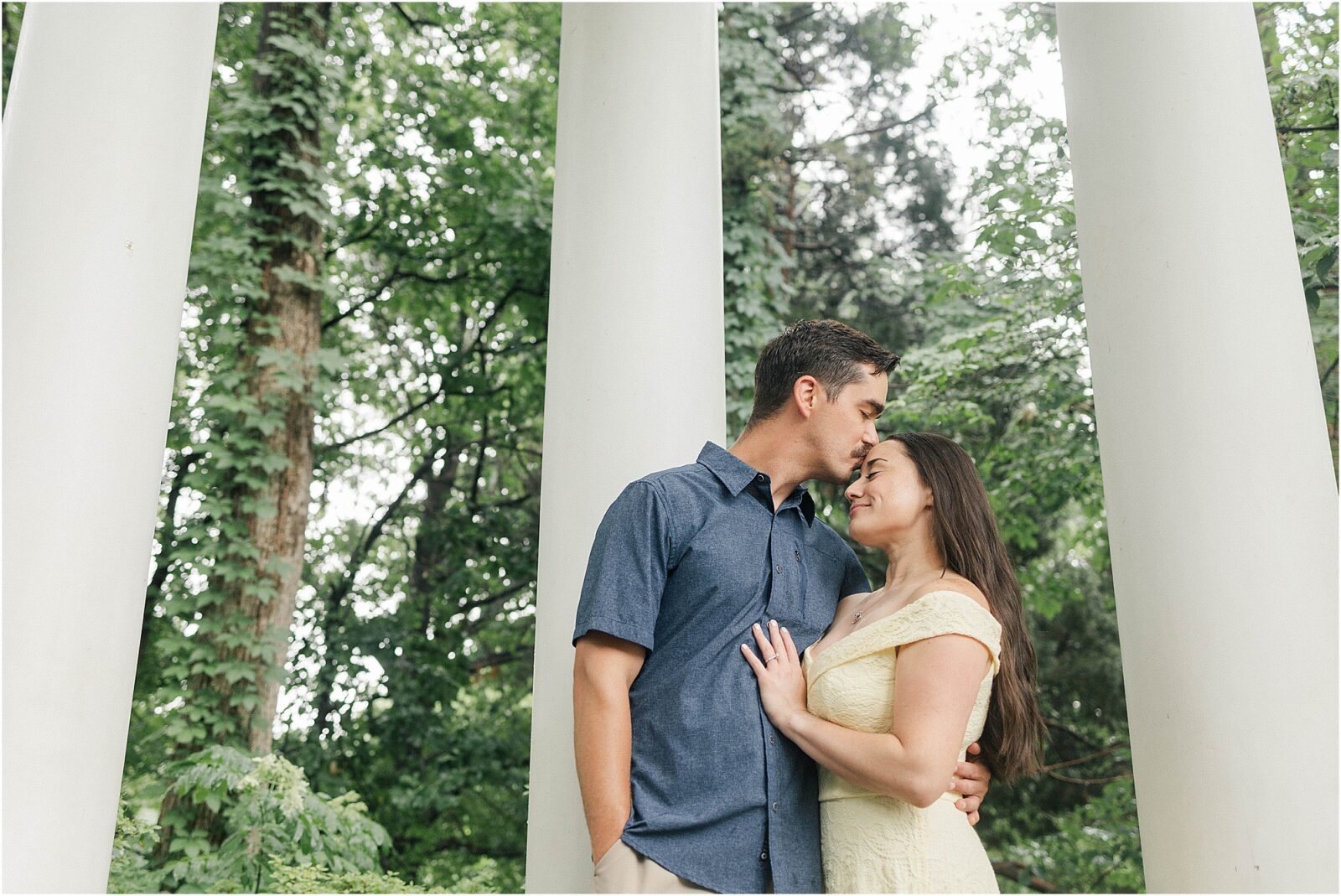 Romantic rainy engagement session at the philbrook