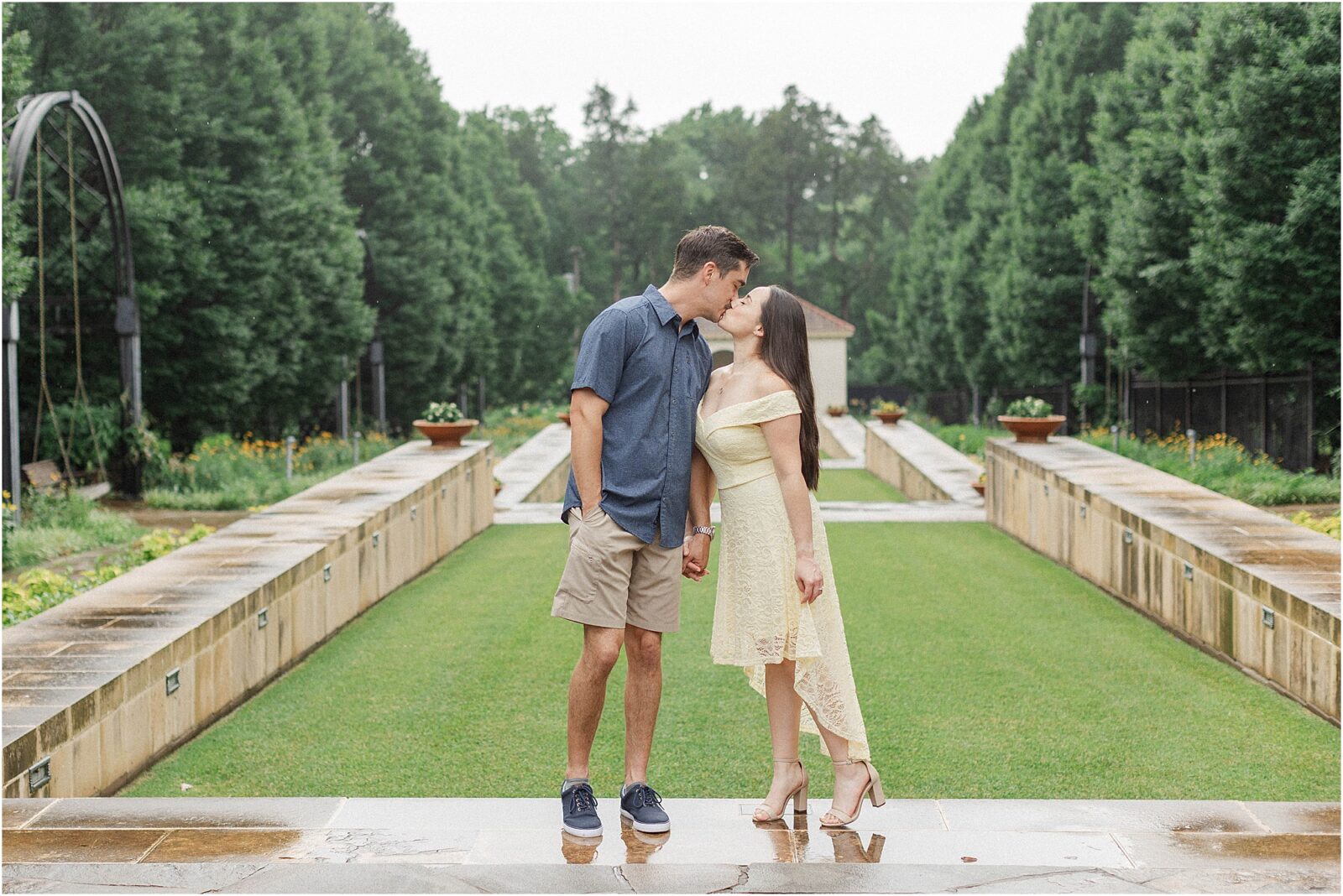 A rainy engagement session at the philbrook museum with Marie and Mark from the city. 