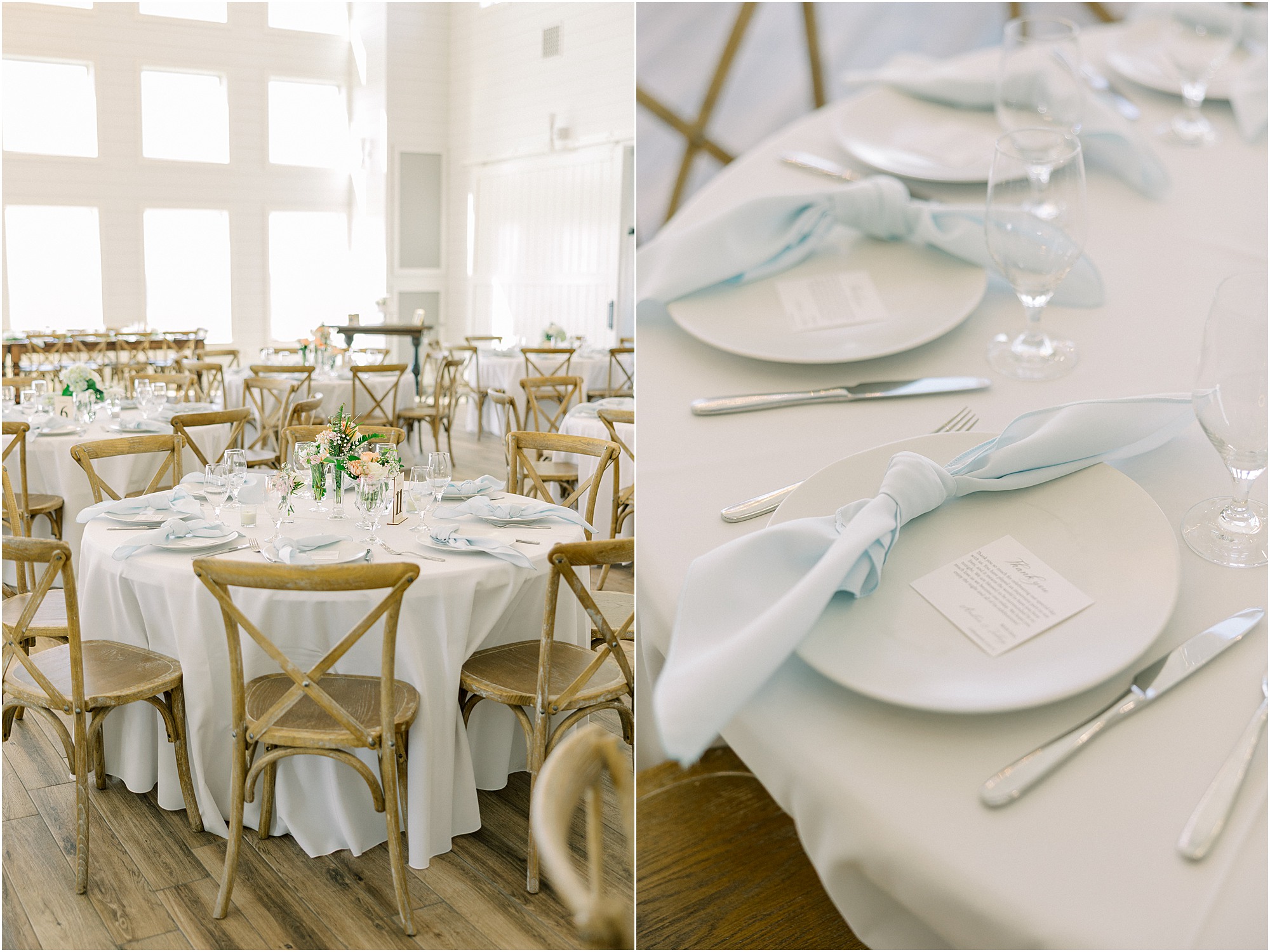 Elegant reception details at Lakeview Hills wedding venue.