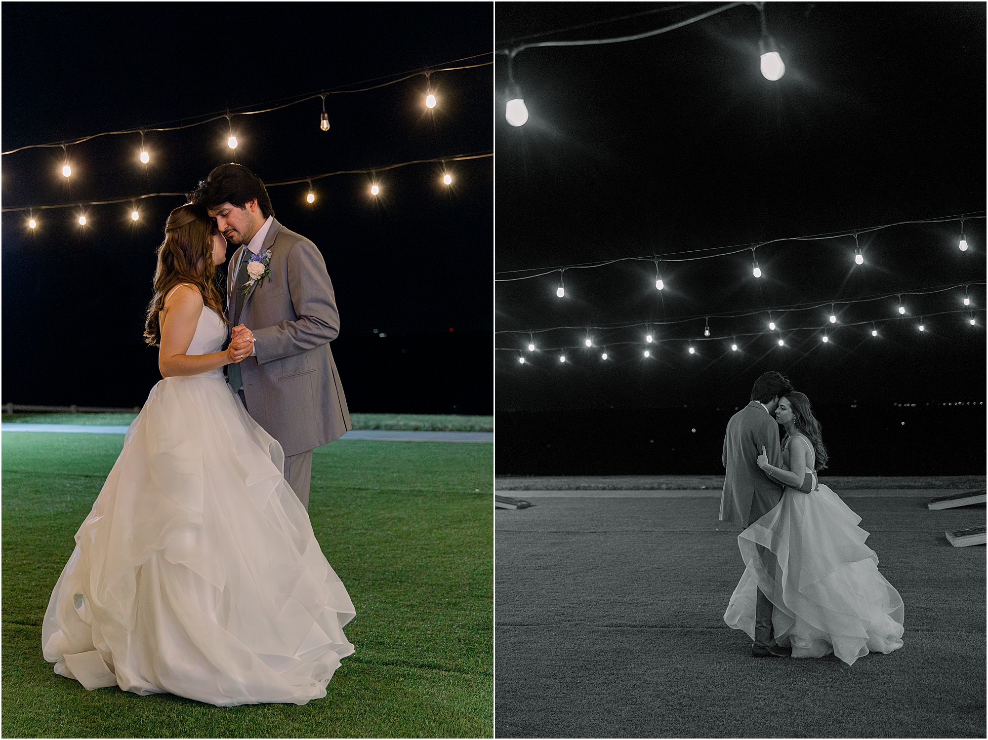 Bride and groom private last dance outside at Lakeview Hills wedding venue.